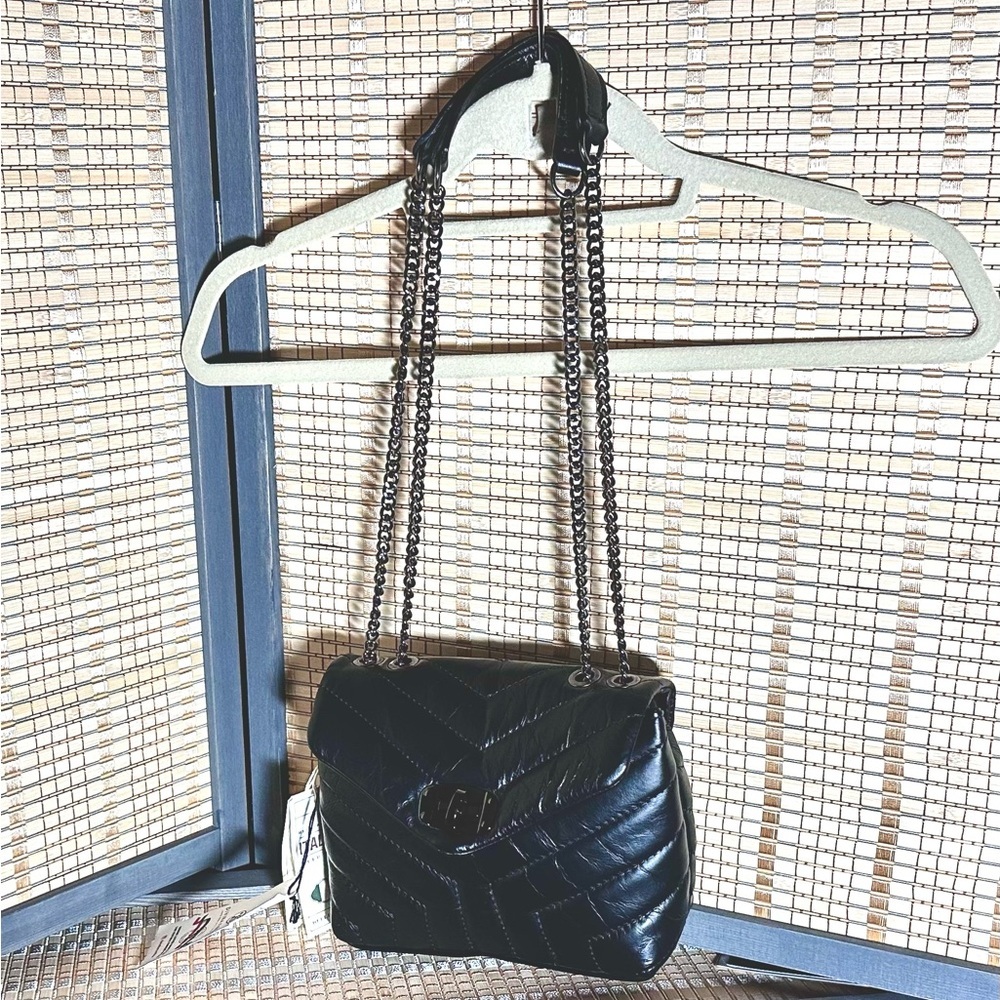 Divina Firenze Quilted Leather Bridget Handbag w/Chain Shoulder Strap - Picture 2 of 10